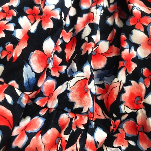 TOMMY HILFIGER NAVY CORAL FLORAL SLEEVELESS SHIRT BELTED FIT & FLARE MIDI - 10 - Picture 12 of 12